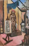 Turbaned Nude Union Sq. Studio by Frederick Childs, Oil on canvas, sold Oct 2022
