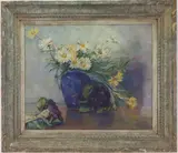 Still Life with Daisy's by Virginia Norris Adolph, Oil on board, sold Oct 2022