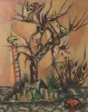 A Twiddle of Tree Toads by Frederick Childs, Oil on canvas, sold Oct 2022