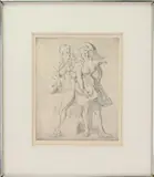 Two Girls Walking to Right by Reginald Marsh, Etching, sold Dec 2022