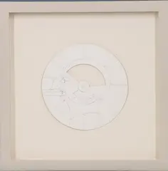 Armor Head by Thomas Chimes, Pencil on paper cut-out, sold Dec 2022