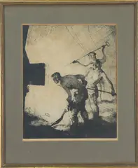 Coal Heavers by James  Allen, Etching on paper, sold Dec 2022