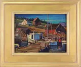 New England Fishing Village by Joseph James Crilley, Oil on board, sold Dec 2022