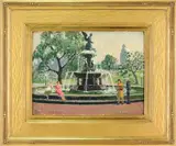 New York, Central Park by Emma Fordyce MacRae, Oil on gessoed masonite, sold Dec 2022