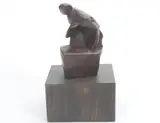 Kneeling Woman - Study for the Altar of the Sprout by Mario Negri, Bronze abstract figural sculpture mounted to a wooden plinth, sold Dec 2022