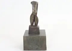 Small Male Torso by Mario Negri, Bronze abstract figural sculpture mounted to a wooden plinth, sold Dec 2022