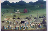 The Bidders by Orville Bulman, Oil on canvas, sold Dec 2022