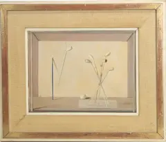 Composiciones metafísicas by Antonio Bueno, Oil on board, sold Dec 2022