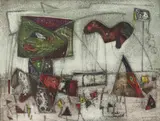 Untitled by Charles Campbell, Oil on board, sold Dec 2022