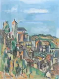St. Cirque Lapopie by Frederick Childs, Oil on canvas, sold Feb 2023