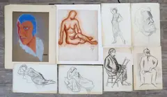 Harlequin by Robert E. Van Rosen, Pastels on paper (3), offered Feb 2023