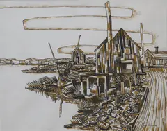 Untitled by Louis Wolchonok, Watercolor and ink on paper, sold Feb 2023