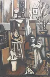 Interior With 1/2 Cat by Frederick Childs, Oil on canvas, sold Feb 2023
