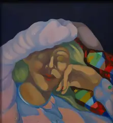 Sleeper by Nicholas Orsini, Oil on board, sold Feb 2023