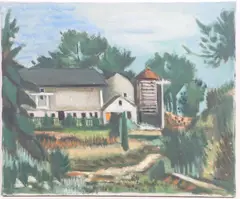 Farm Buildings, N. Salem, NY by Frederick Childs, Oil on canvas, sold Feb 2023