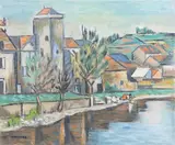 St. Pere (Near Vezelay) by Frederick Childs, Oil on canvas, sold Feb 2023