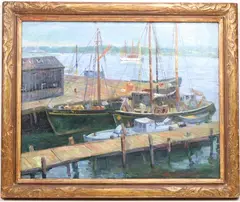 Gloucester Harbor by Giovanni Martino, Oil on canvas, sold Mar 2023