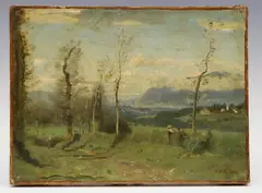 En plein air by Jean-Baptiste Camille Corot, Oil on canvas SLR, sold Mar 2023