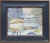 Evening at the Guggenheim Museum, New York City by Christopher G. Willett, Oil on board, sold Mar 2023