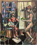 Pony Tailed Painter by Frederick Childs, Oil on canvas, sold Apr 2023