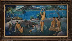 Where Do We Come From? What Are We? Where Are We Going? by William Stoddard Loughran, Oil on board, sold Apr 2023
