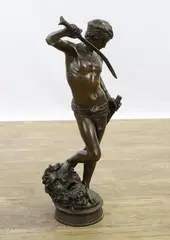David Vainqueur (David the Winner) by Antonin Mercié, Bronze sculpture, sold Aug 2023