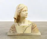 Untitled by Giuseppe Bessi, Marble and alabaster bust of a young lady, sold Aug 2023