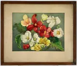 Tuberous Begonias by Eleanor Beatrice Acker, Watercolor, sold Aug 2023