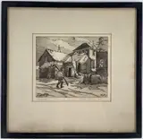 Shanties by Eleanor Beatrice Acker, Engraving, sold Aug 2023