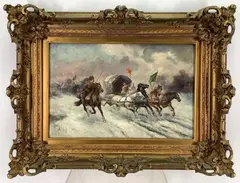 The Escort by Adolf Baumgartner, Oil on board, sold Aug 2023