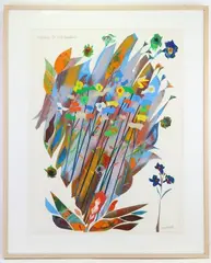 Wildflowers: Fire in the mountains by Samuel Maitin, Mixed media, sold Nov 2023