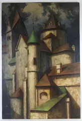 Towers by Paul Gorka, Oil on canvas, sold Nov 2023