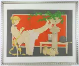 Lady with Dog by Philippe Henri Noyer, Lithograph, sold Nov 2023