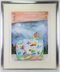 Moon Light Night by Linnea Pergola, Watercolor and ink, sold Nov 2023