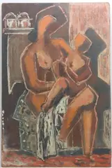 Terracotta by Frederick Childs, Oil on board, sold Nov 2023