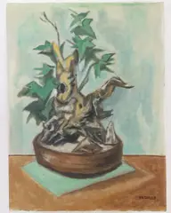 Ivy twined about a Tree Root by Frederick Childs, Oil on canvas, sold Nov 2023