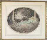Sleeping Beauty by Louis Icart, Drypoint etching with hand-coloring, sold Apr 2024