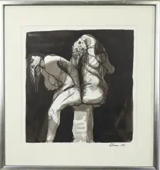 Untitled by Rico Lebrun, Ink and wash on paper, sold Jun 2024