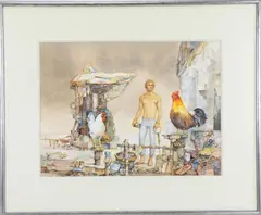 Chanticleer by John Brock Lear, Jr., Watercolor on paper, sold Jun 2024