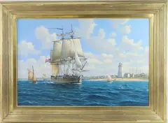 The First American by Adrian C Rigby, Oil on canvas, sold Jun 2024