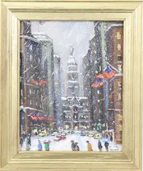 Independence Hall by Christopher Willett, Oil on board, sold Jun 2024