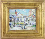 Saturday Morning New York City Lybrary(sic) by Christopher Willett, Oil on board, sold Jun 2024