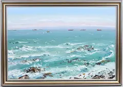 Boats Waiting to Dock by Matthew Perceval, Oil on canvas, sold Sep 2024