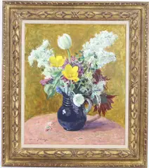 Tulips and Lilac by Ben Solowey, Oil on canvas, sold Sep 2024