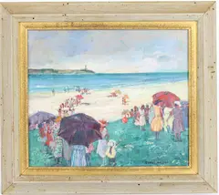 Holiday on the Beach by Paulette Van Roekens, Oil on canvas, sold Sep 2024
