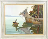 Island Boat by Melville F. Stark, Oil on canvas, sold Dec 2024