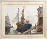 Blue Trawler by Melville F. Stark, Oil on board, sold Dec 2024
