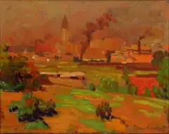 Philadelphia Skylines by Thomas Pollack Anshutz, Oil on board, sold Dec 2024