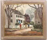 King St. Rockport. Mass by Melville F. Stark, Oil on board, sold Dec 2024
