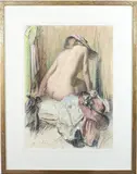 Hats - with nude by Ben Solowey, Pastel and charcoal, sold Dec 2024